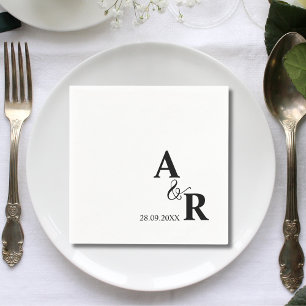 Ampersand Monogram Personalised Wedding Cocktail Napkin