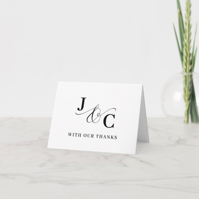 Ampersand Monogram Personalised Wedding Thank You Card (Front)