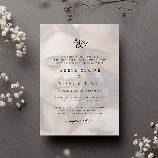 Ampersand Monogram Photo Wedding Invitation (Classic monogram wedding invitation)