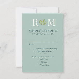 Ampersand Monogram Sage Green Wedding RSVP Card