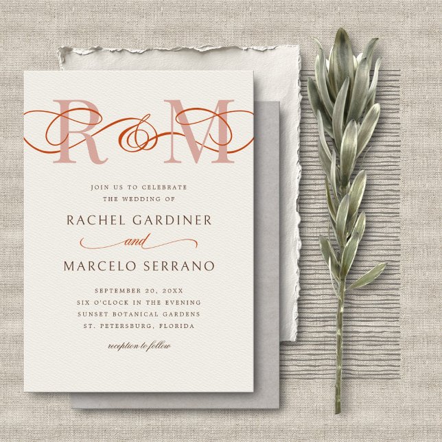 Ampersand Monogram Terracotta QR Code Wedding Invitation (Creator Uploaded)