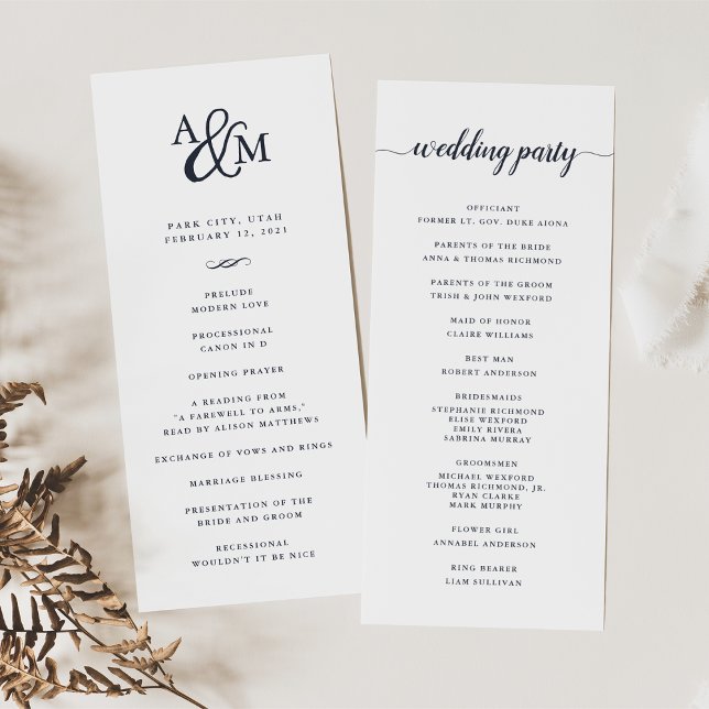 Ampersand Monogram Wedding Ceremony Program Programme (Creator Uploaded)