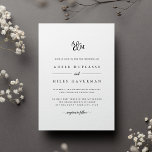Ampersand Monogram Wedding Invitation<br><div class="desc">Personalise this classic and elegant wedding invitation with your monogram or duogram joined by a decorative script ampersand. Add your wedding details beneath in timeless black lettering with calligraphy script accents. A beautiful choice in classic black and white for formal weddings in any season.</div>