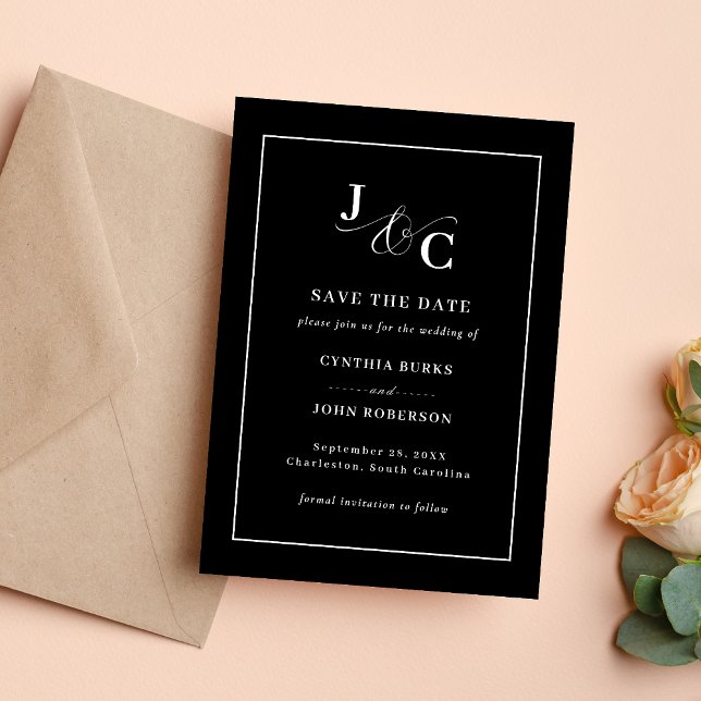 Ampersand Monogram Wedding Save the Date Card (Ampersand monogram save the date cards add a chic touch while announcing your wedding day.)