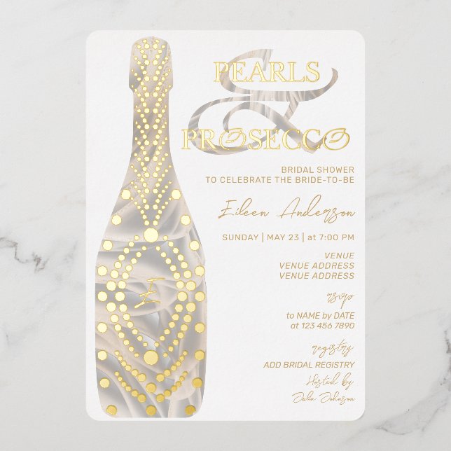 Ampersand Pearls & Prosecco Bridal Shower Gold (Front)