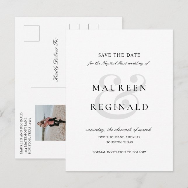 Ampersand Photo Traditional Wedding Save the Date Announcement Postcard (Front/Back)
