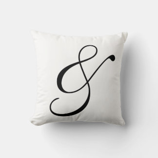 Ampersand Scroll Text In Black And White Cushion