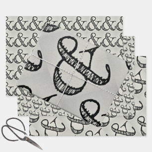 Ampersand Sign Typography Playful Black & Gray Wrapping Paper Sheet