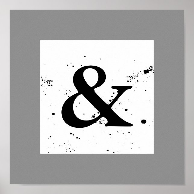 ampersand square poster black and white splatter (Front)