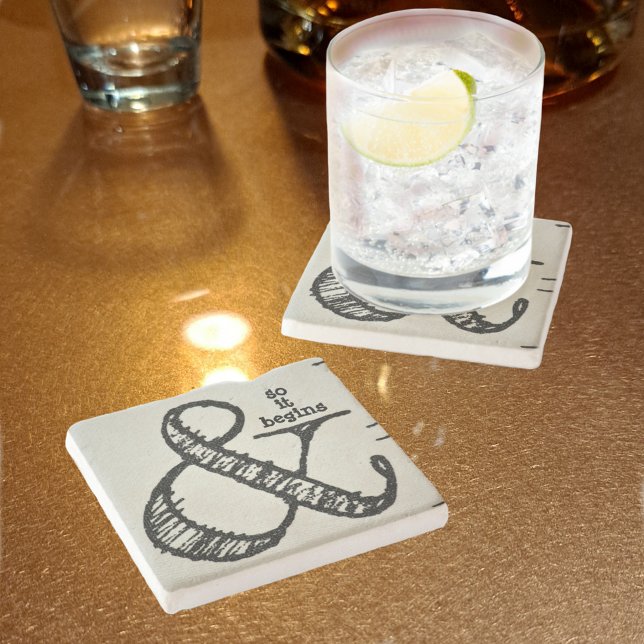 Ampersand Symbol And So It Begins Natural Stone Coaster (Creator Uploaded)