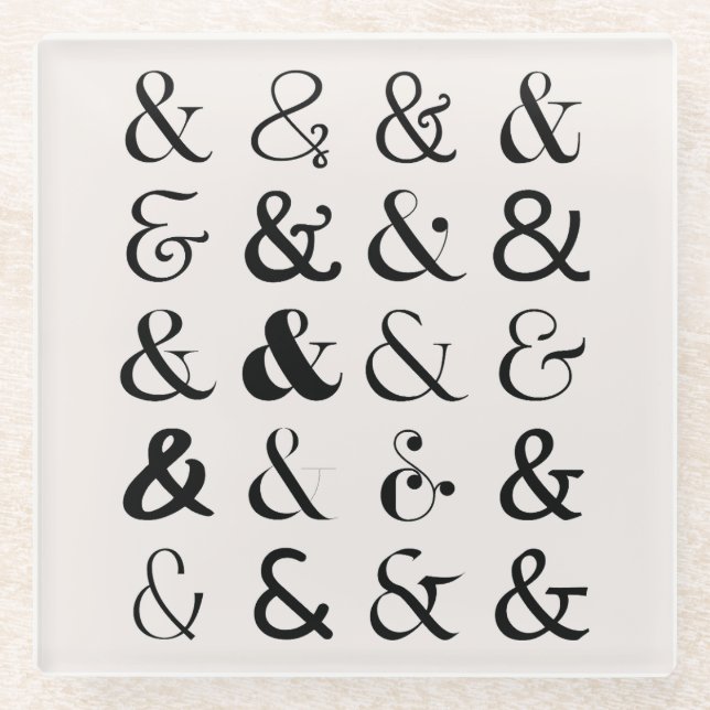 Ampersand Symbols Glass Coaster (Front)