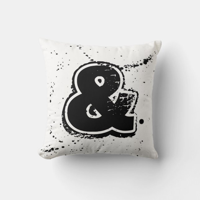 ampersand throw pillow bold black and white design (Front)