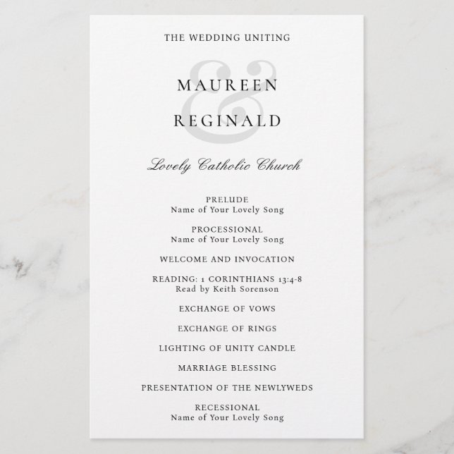 Ampersand Traditional Budget Wedding Program Flyer (Front)
