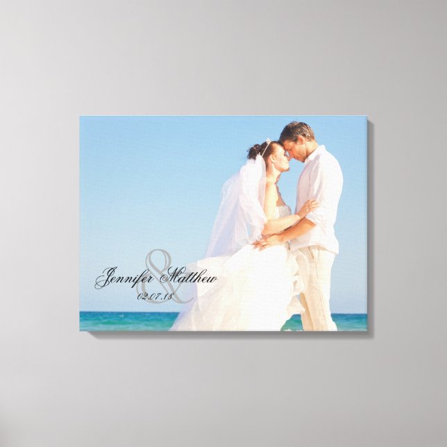 Ampersand Wedding Photo Keepsake Canvas Print (Front)