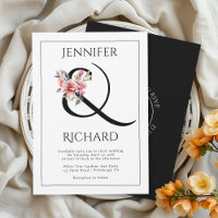 Ampersand with rhododendron branch and QR wedding
