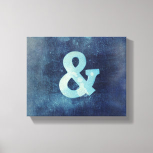 ampersand wrapped canvas wall art blue