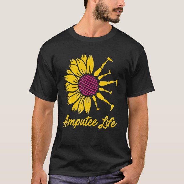 Amputee Humour Flower Life Leg Arm Funny Recovery  T-Shirt (Front)
