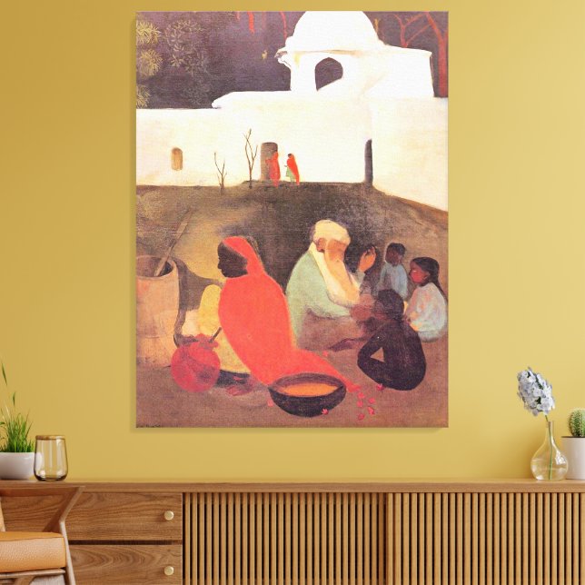 Amrita Sher-Gil - Ancient Storyteller, fine art Canvas Print (Insitu(LivingRoom))