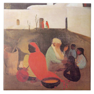 Amrita Sher-Gil - Ancient Storyteller, fine art Tile