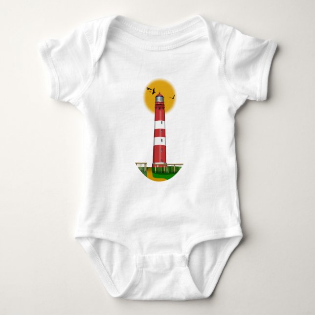 Amrum Lighthouse Germany Baby Bodysuit (Front)