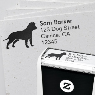 AmStaff Dog Silhouette Return Address Self-inking Stamp