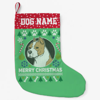 Amstaff Pit Bull Breed Ugly Christmas Sweater Small Christmas Stocking