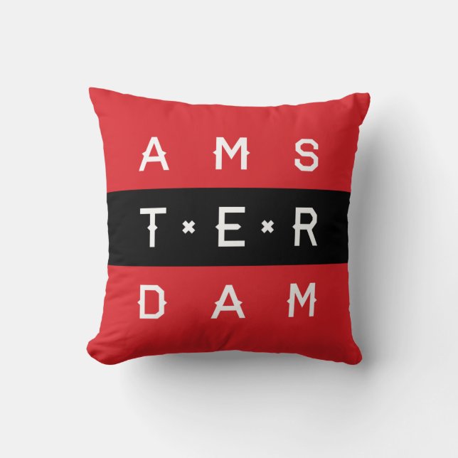 Amsterdam 3 Line Typographic Pillow (Front)