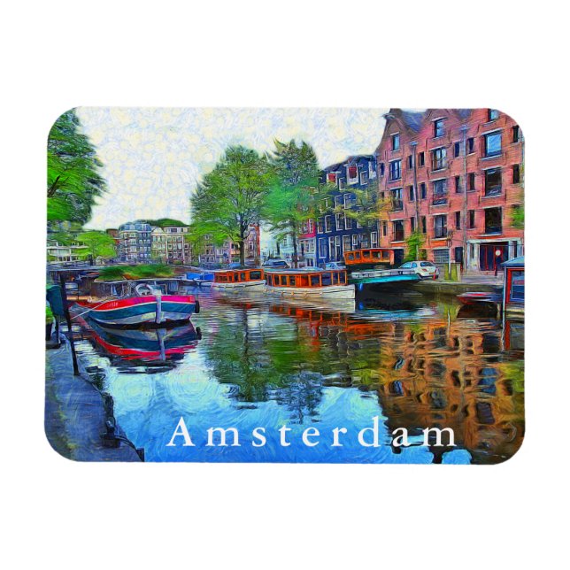 Amsterdam. A quiet harbour. Magnet (Horizontal)