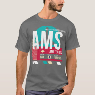 Amsterdam AMS Airport Code Baggage Tag 3 T-Shirt