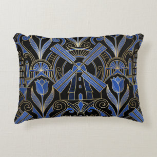 Amsterdam Art Deco Windmills Decorative Cushion