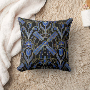 Amsterdam Art Deco Windmills Personalised Cushion