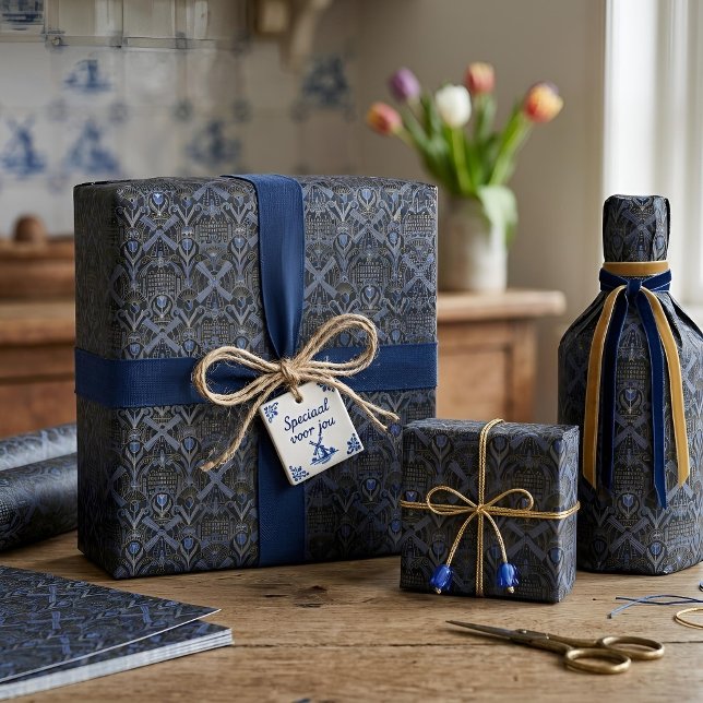 Amsterdam Art Deco | Windmills Wrapping Paper (Styled Shot)