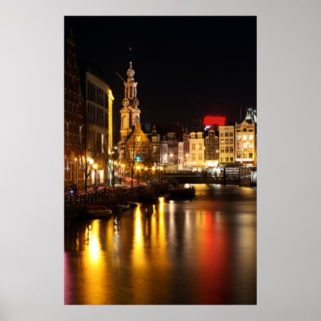 Amsterdam at night  in Amsterdam Netherlands Poster (Front)