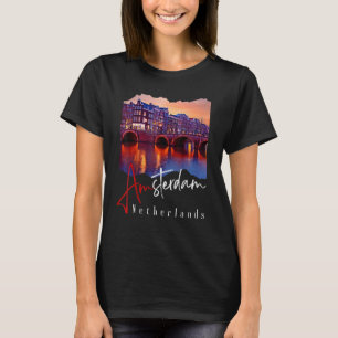 Amsterdam At Night - Netherlands  Holland - Amster T-Shirt