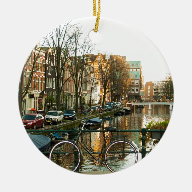 Amsterdam Bicicle Ceramic Tree Decoration (Front)