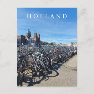 Amsterdam bicycle park view postcard