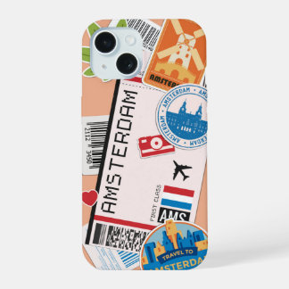 Amsterdam Boarding Pass iPhone 15 Case