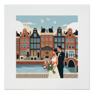 Amsterdam Bride and Groom Poster