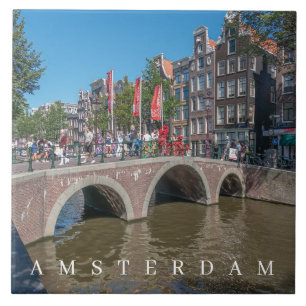 Amsterdam bridge view ceramic tile