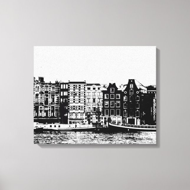 Amsterdam buildings black and white wall art (Front)