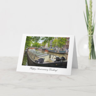 Amsterdam Canal Barge - Happy Anniversay Darling Card