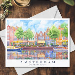 Amsterdam Canal & Boats Watercolor Travel Postcard<br><div class="desc">Capture the charm of Amsterdam with this watercolor postcard. Featuring a picturesque canal,  historic Dutch houses,  and soft springtime hues,  this postcard brings the dreamy essence of the Netherlands to life. Perfect for travelers,  art lovers,  or as a keepsake gift for Amsterdam enthusiasts.</div>