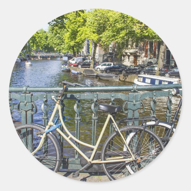 Amsterdam canal classic round sticker (Front)