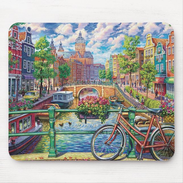 Amsterdam Canal Fine Art Mouse Pad (Front)
