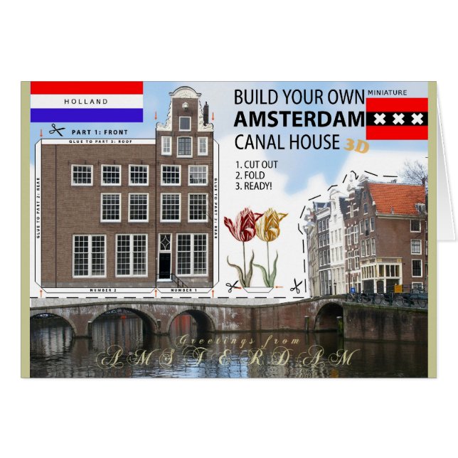 Amsterdam Canal House Cut and Fold Photo Card (Front Horizontal)