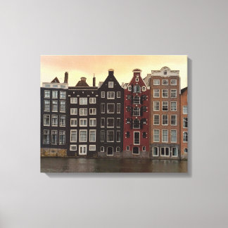 Amsterdam Canal Houses at Sunset Canvas Print