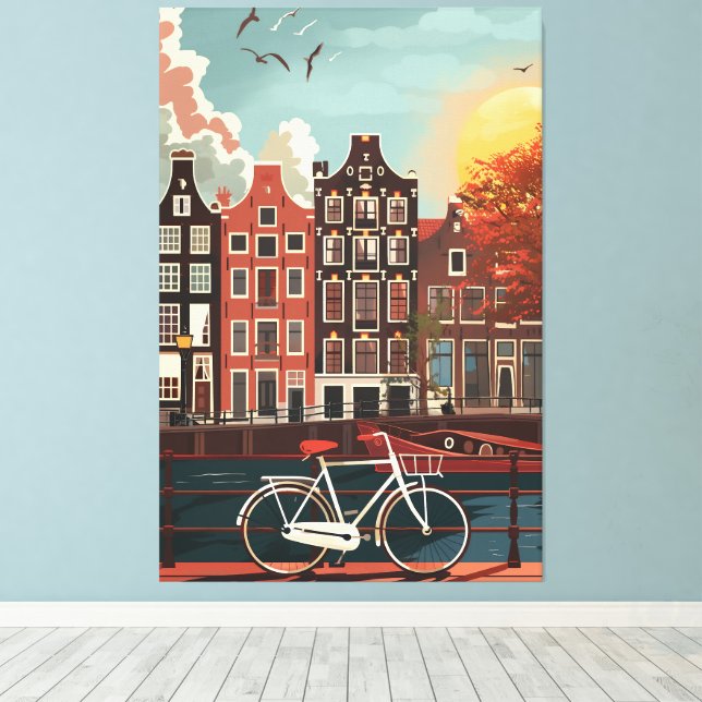 Amsterdam Canal Houses Canvas Print (Insitu(Wood Floor))