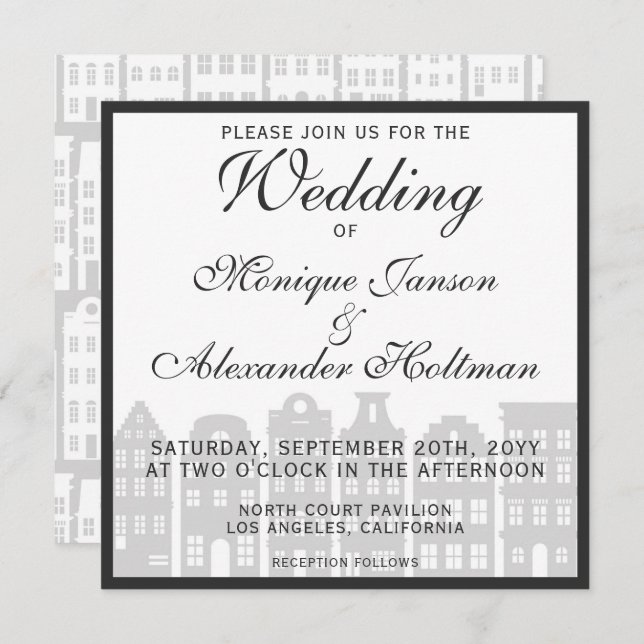 Amsterdam Canal Houses Dutch Wedding Invitation (Front/Back)