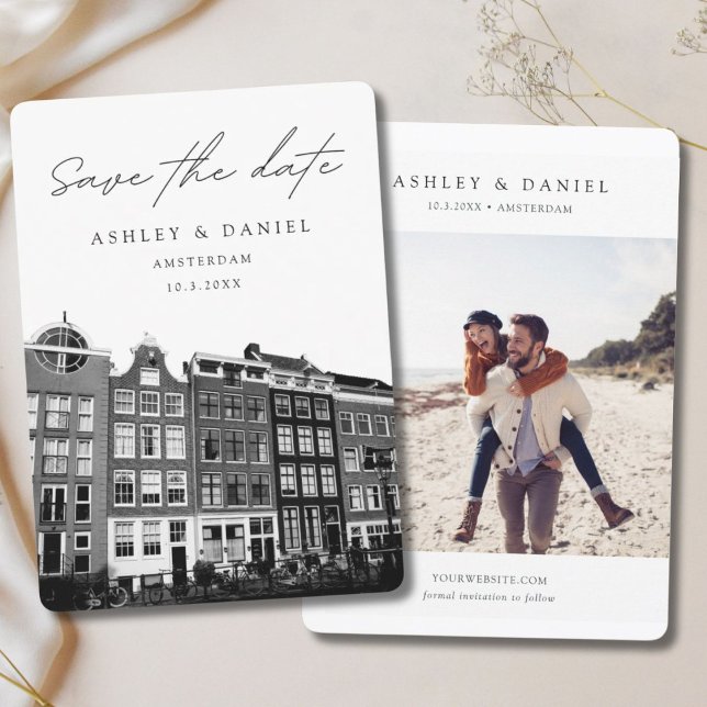 Amsterdam Canal Houses Photo Save the Date Invitation (Amsterdam Canal Houses Photo Save the Date Invitation)