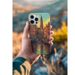 Amsterdam canal houses van Gogh style Case-Mate iPhone Case
